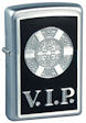 Custom Emblem V.I.P. Zippo Lighter - Satin Chrome - Z1022 Zippo