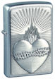 Custom Emblem Sacred Heart Zippo Lighter - Satin Chrome - Z1026 Zippo