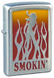 Custom Emblem Smokin’ Zippo Lighter - Satin Chrome - Z1036 Zippo