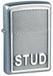 Custom Emblem Stud Zippo Lighter - Satin Chrome - Z1039 Zippo
