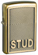 Custom Emblem Stud Zippo Lighter - Brushed Brass - Z1040 Zippo