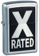 Custom Emblem X-Rated Zippo Lighter - Satin Chrome - Z1042 Zippo
