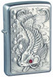 Custom Emblem Royal Koi Zippo Lighter - Satin Chrome - Z1046 Zippo