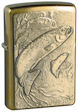 Custom Emblem Upstream Zippo Lighter - Brushed Brass - Z1048 Zippo