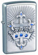 Custom Crown And Cross Zippo Lighter - Satin Chrome - Z1072 Zippo