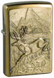Custom Emblem Majestic Stag Zippo Lighter - Brushed Brass - Z1078 Zippo