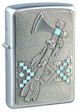 Custom Emblem Tomahawk Zippo Lighter - Satin Chrome - Z1080 Zippo
