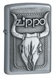 Bull Skull Zippo Lighter - Street Chrome - 20286 Zippo
