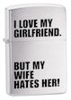 Love Girlfriend/Wife Zippo Lighter - Brushed Chrome - 24522 Zippo