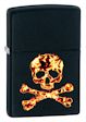 Flaming Skull and Crossbones Zippo Lighter - Black Matte - 28044 Zippo