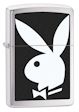 Playboy White Logo Zippo Lighter - Brushed Chrome - 28269 Zippo