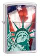 Statue Of Liberty Flag Zippo Lighter - Brushed Chrome - 28282 Zippo