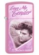 Elvis Love Me Tender Zippo Lighter - Slim Pink Matte - 28481 Zippo