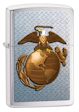 Marine Insignia Over Metal Plate Zippo Lighter - Brush Chrome - 28521 Zippo