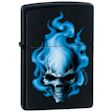 Custom Blue Flame Skull Zippo Lighter - Black Matte - ZCI000414 Zippo